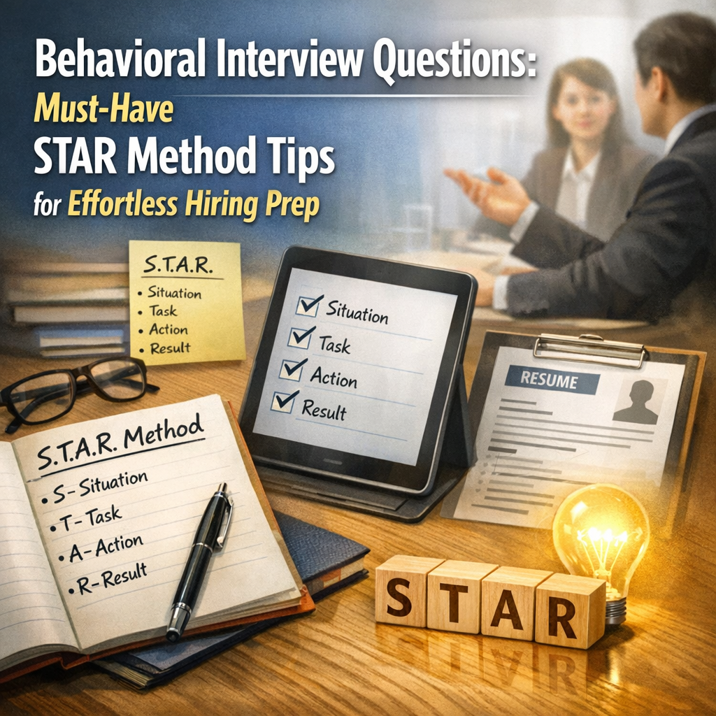 Illustration of Behavioral Interview Questions: Must-Have STAR Method Tips for Effortless Hiring Prep