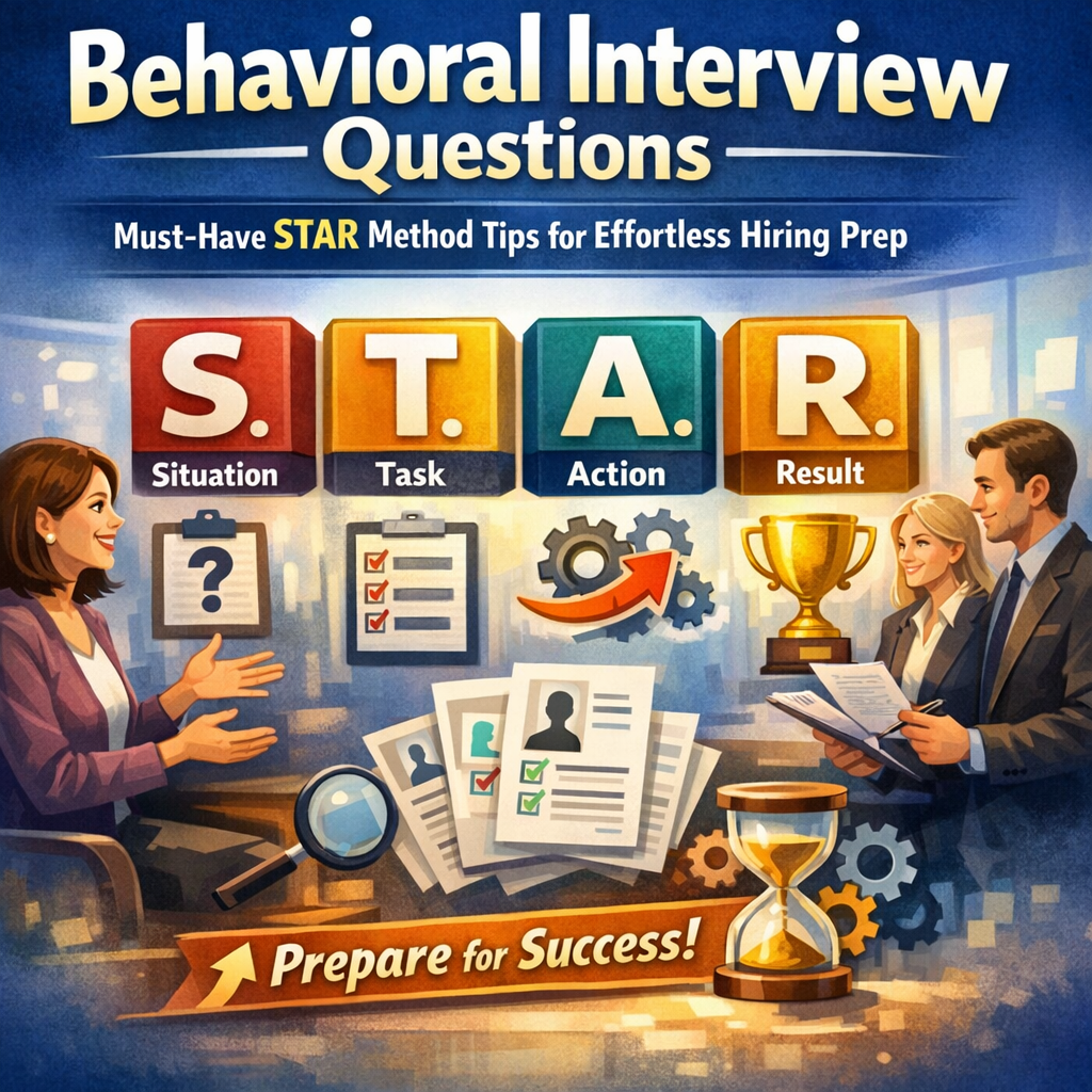 Illustration of Behavioral Interview Questions: Must-Have STAR Method Tips for Effortless Hiring Prep