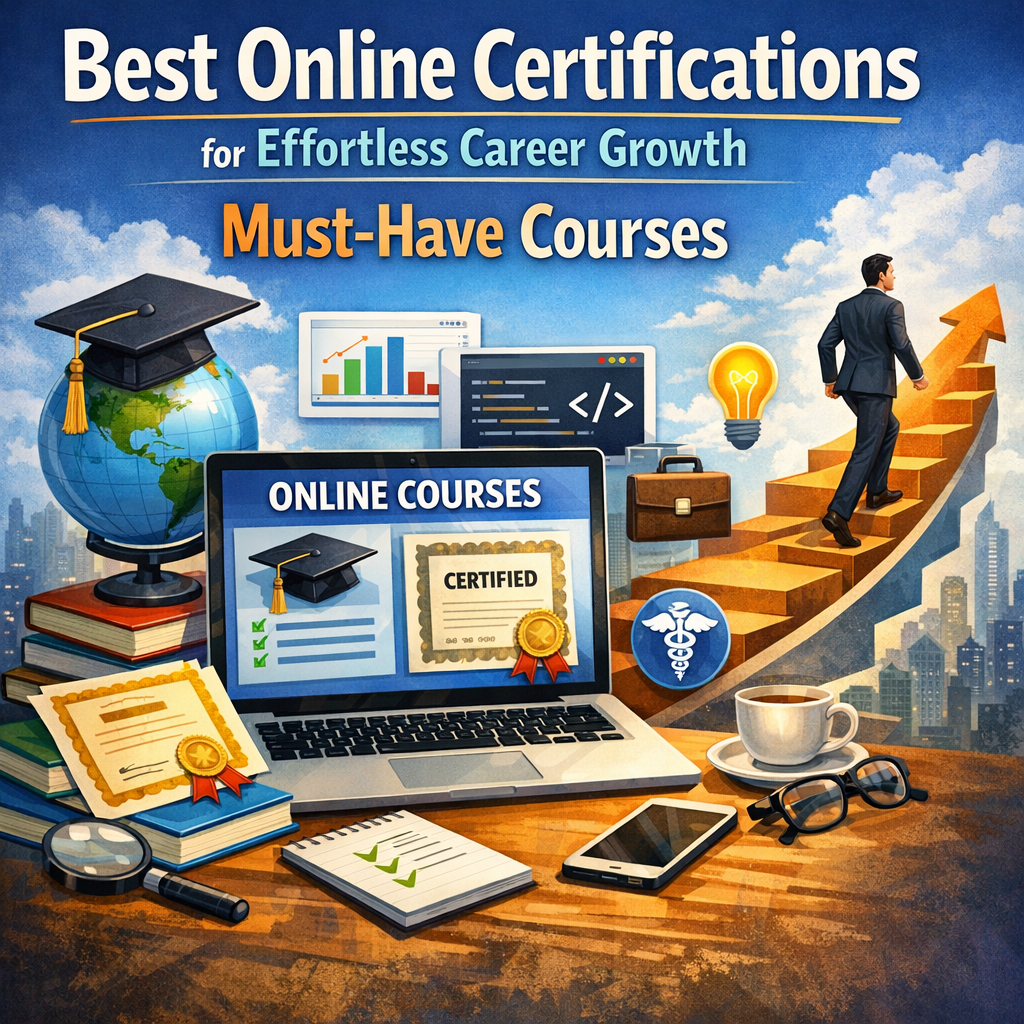 Illustration of Best Online Certifications for Effortless Career Growth: Must-Have Courses