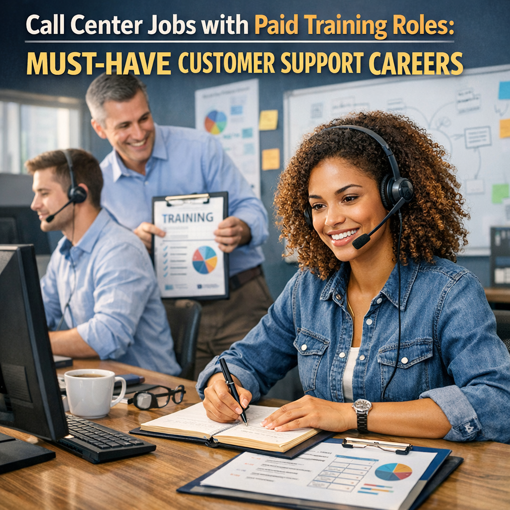 Illustration of Call Center Jobs with Paid Training Roles: Must-Have Customer Support Careers
