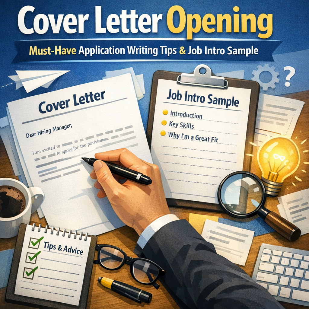 Cover Letter Opening: Must-Have Application Writing Tips & Job Intro Sample Illustration of Cover Letter Opening: Must-Have Application Writing Tips & Job Intro Sample