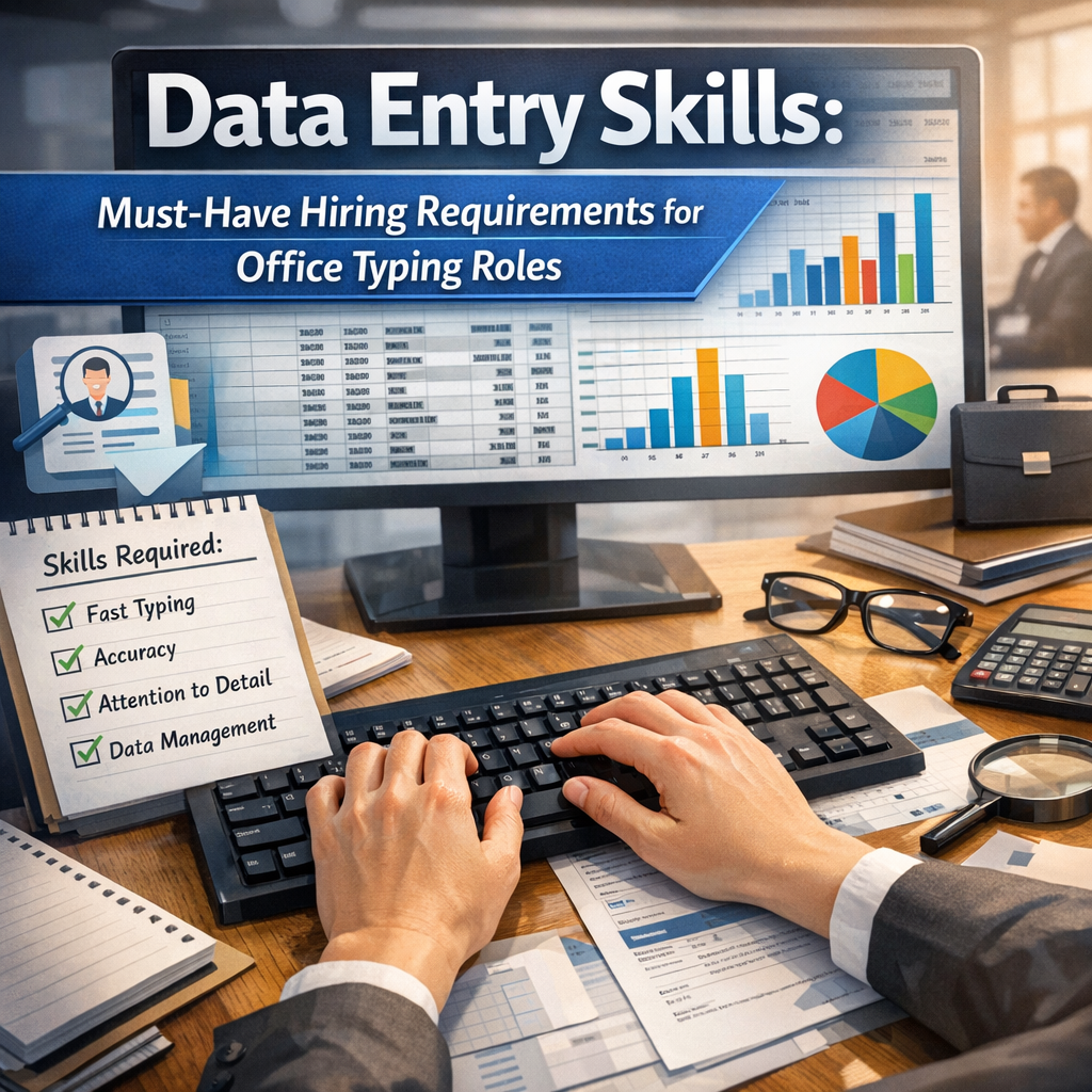 Data Entry Skills: Must-Have Hiring Requirements for Office Typing Roles Illustration of Data Entry Skills: Must-Have Hiring Requirements for Office Typing Roles