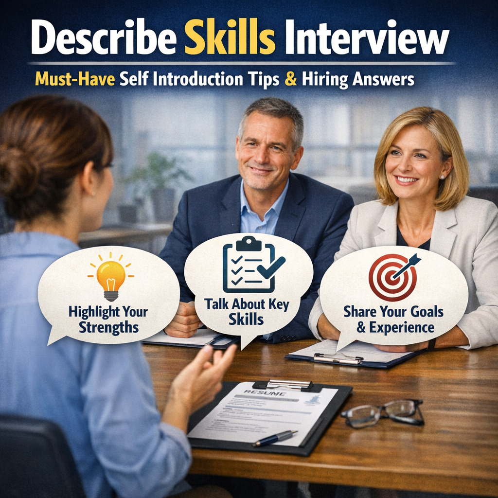 Illustration of Describe Skills Interview: Must-Have Self Introduction Tips & Hiring Answers