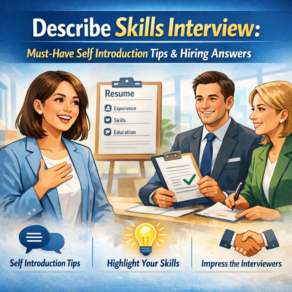 Illustration of Describe Skills Interview: Must-Have Self Introduction Tips & Hiring Answers