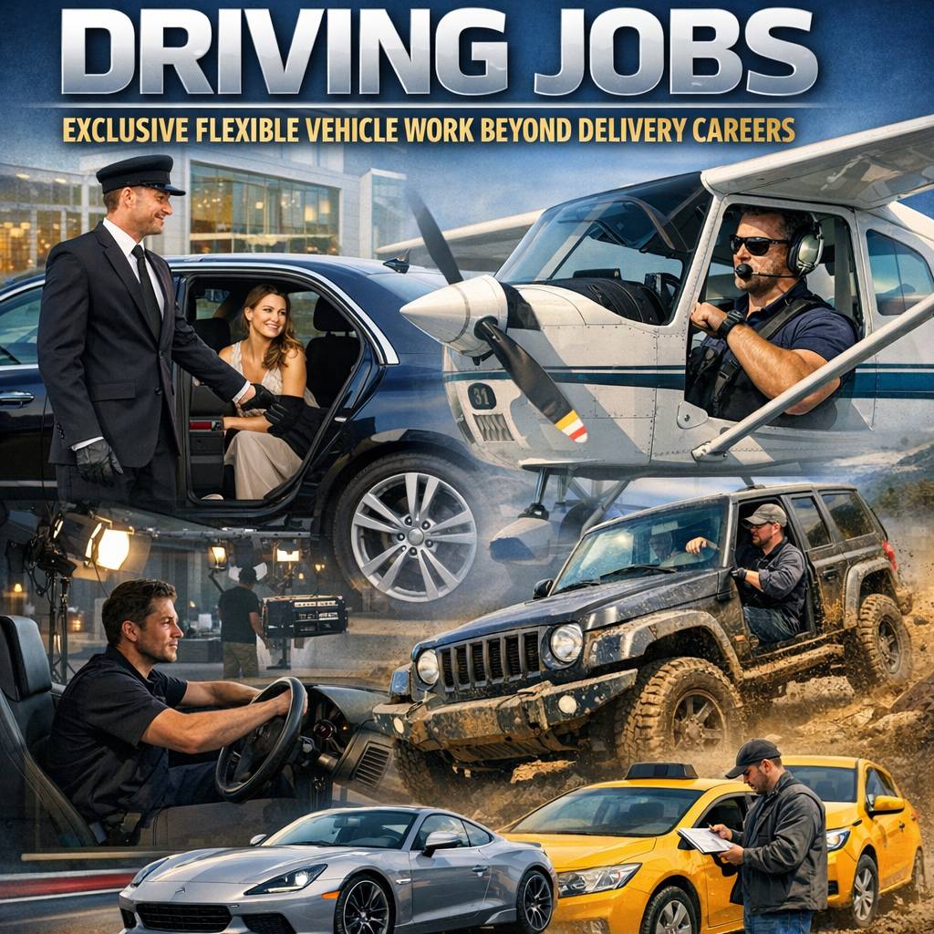 Driving Jobs: Exclusive Flexible Vehicle Work Beyond Delivery Careers Illustration of Driving Jobs: Exclusive Flexible Vehicle Work Beyond Delivery Careers