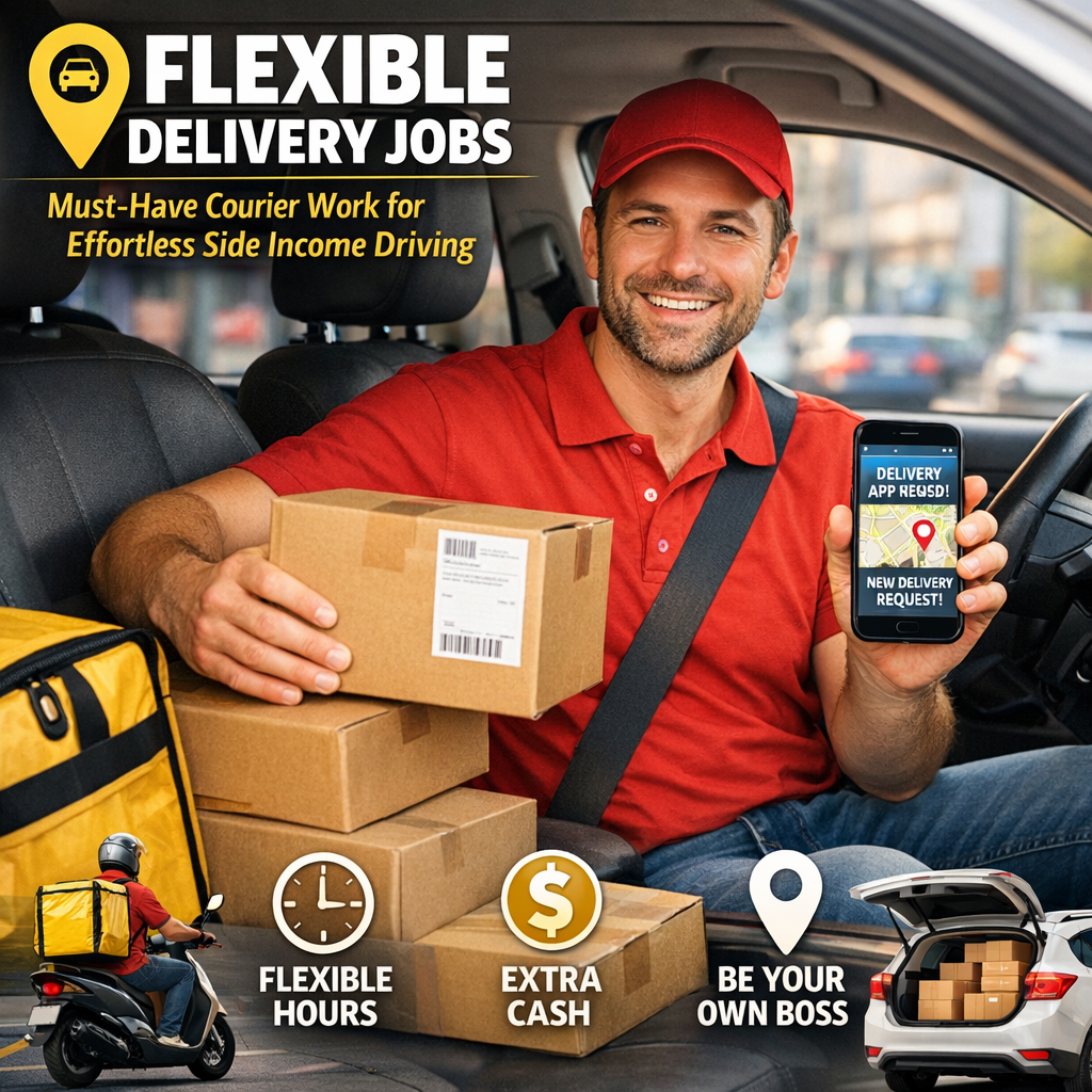 Flexible Delivery Jobs: Must-Have Courier Work for Effortless Side Income Driving Illustration of Flexible Delivery Jobs: Must-Have Courier Work for Effortless Side Income Driving