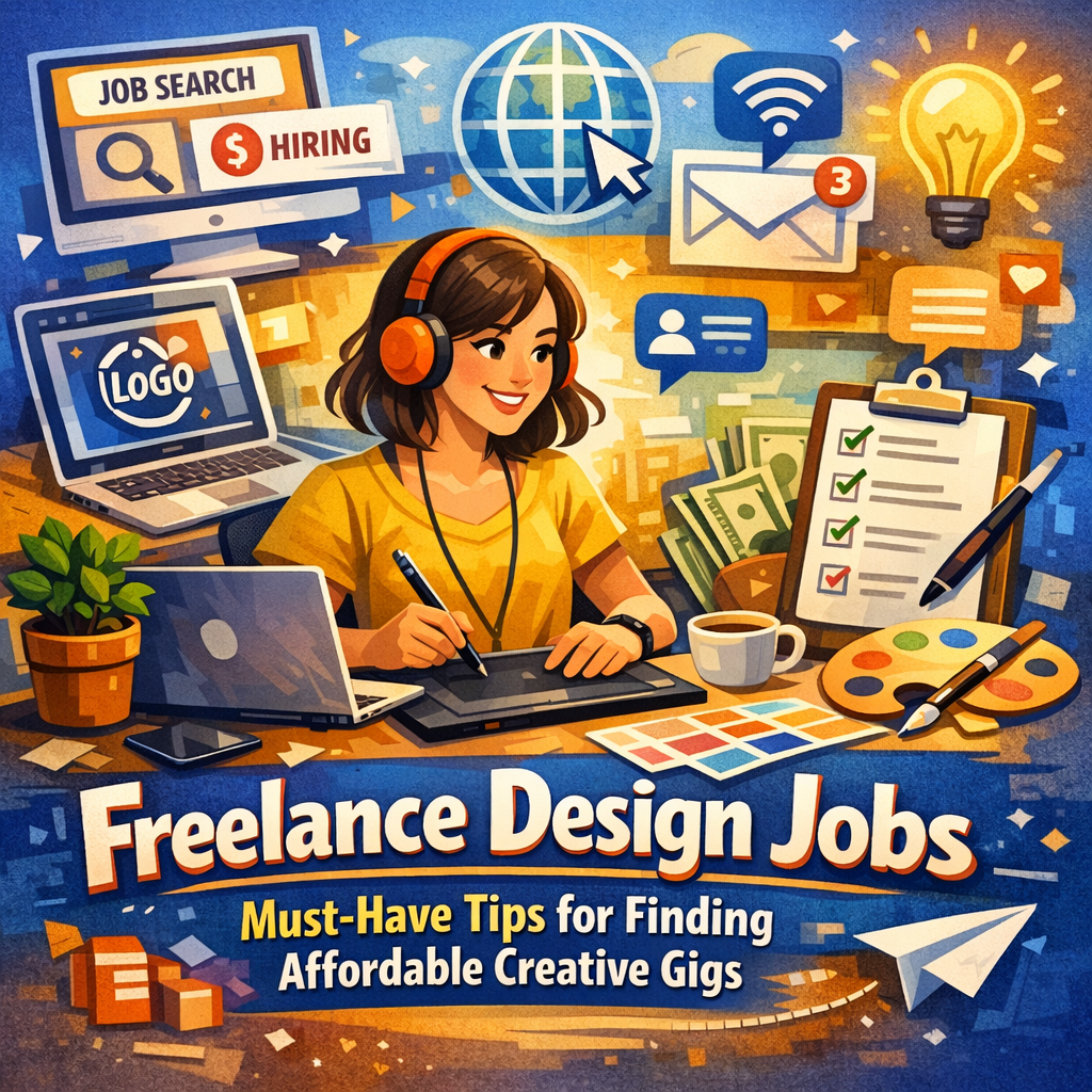 Freelance Design Jobs: Must-Have Tips for Finding Affordable Creative Gigs Illustration of Freelance Design Jobs: Must-Have Tips for Finding Affordable Creative Gigs