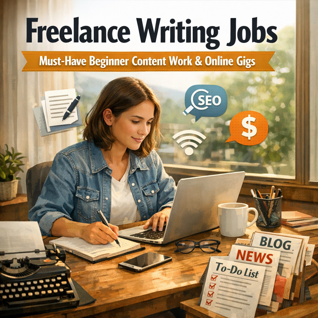 Illustration of Freelance Writing Jobs: Must-Have Beginner Content Work and Online Gigs
