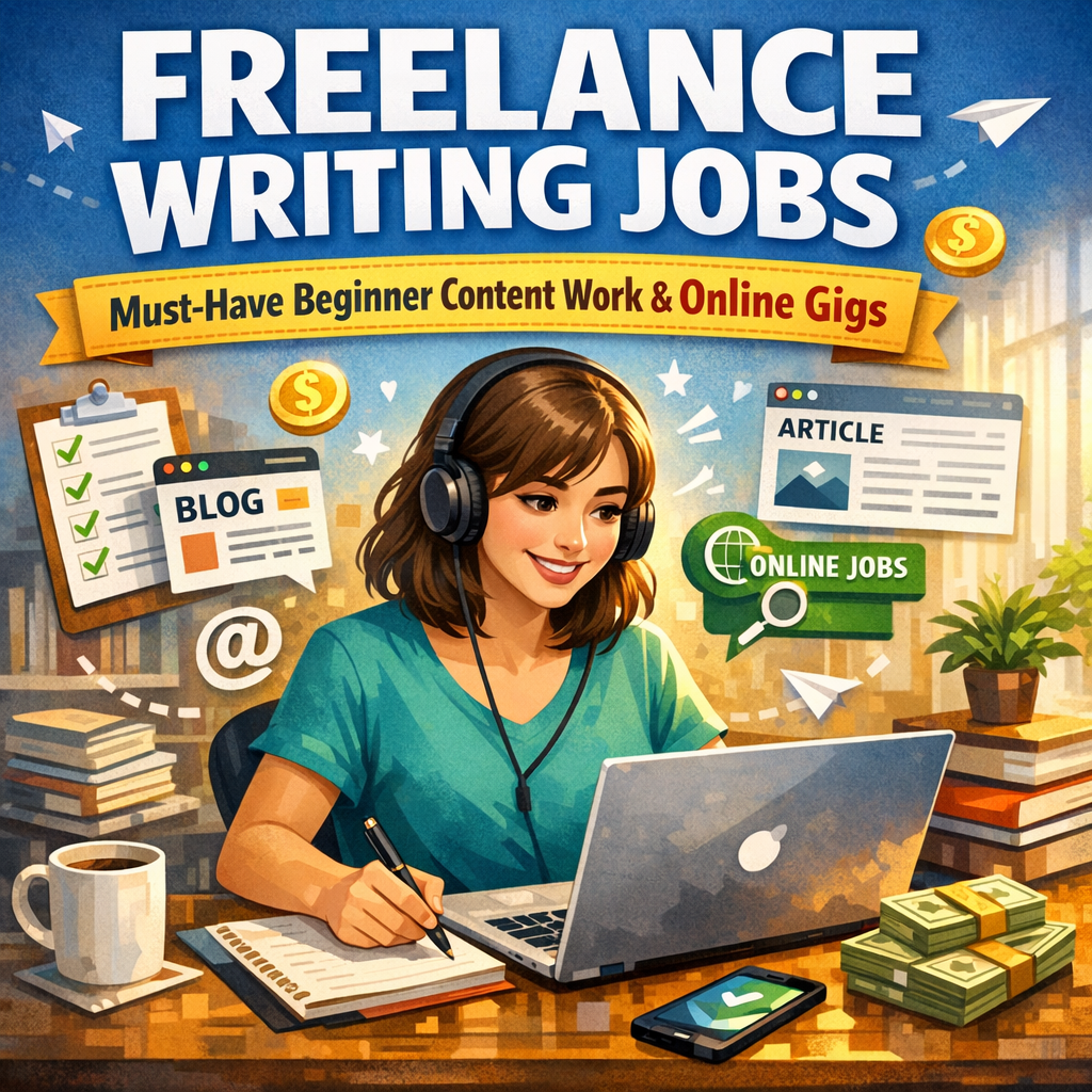 Illustration of Freelance Writing Jobs: Must-Have Beginner Content Work and Online Gigs