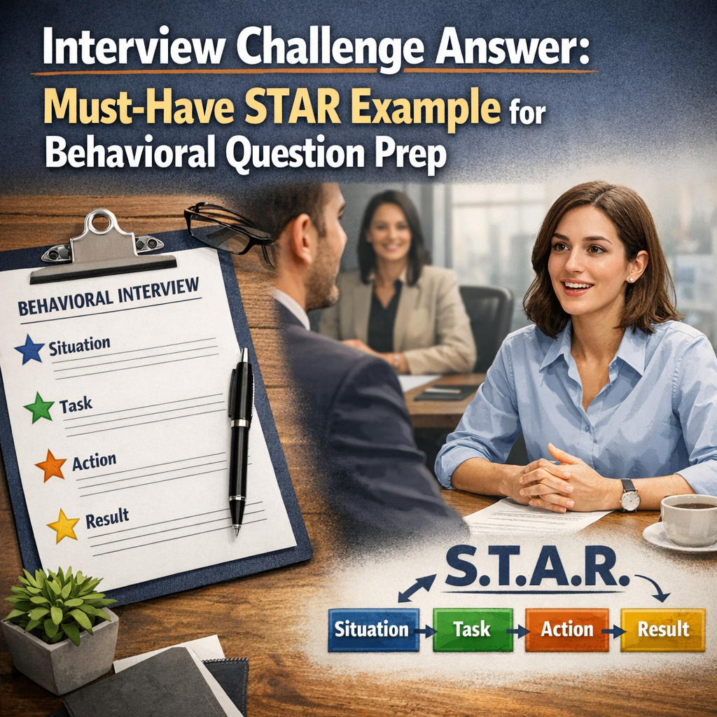 Illustration of Interview Challenge Answer: Must-Have STAR Example for Behavioral Question Prep