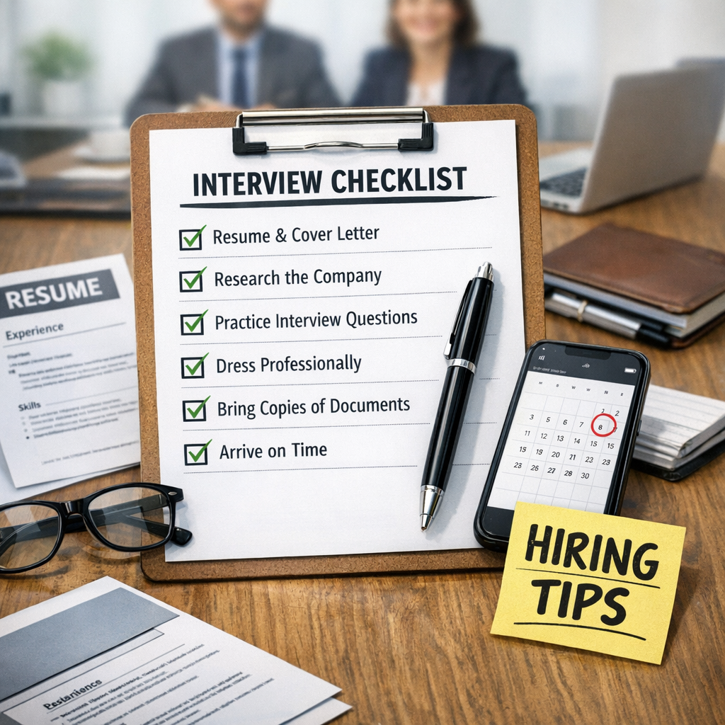 Illustration of Interview Checklist: Must-Have Job Interview Prep & Hiring Tips