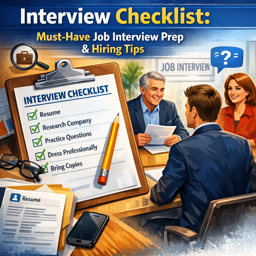 Illustration of Interview Checklist: Must-Have Job Interview Prep & Hiring Tips