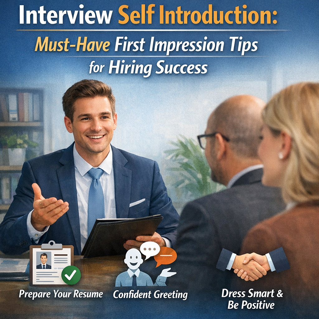 Illustration of Interview Self Introduction: Must-Have First Impression Tips for Hiring Success