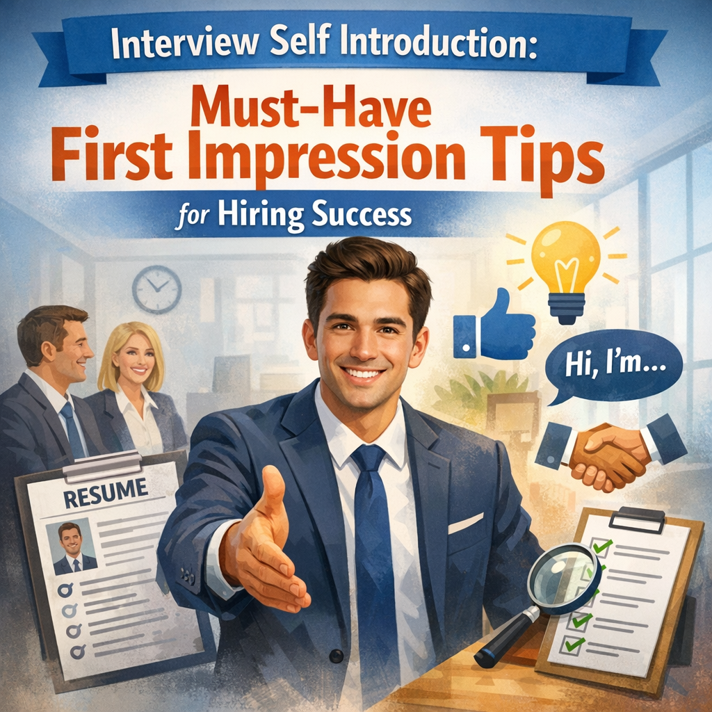 Illustration of Interview Self Introduction: Must-Have First Impression Tips for Hiring Success