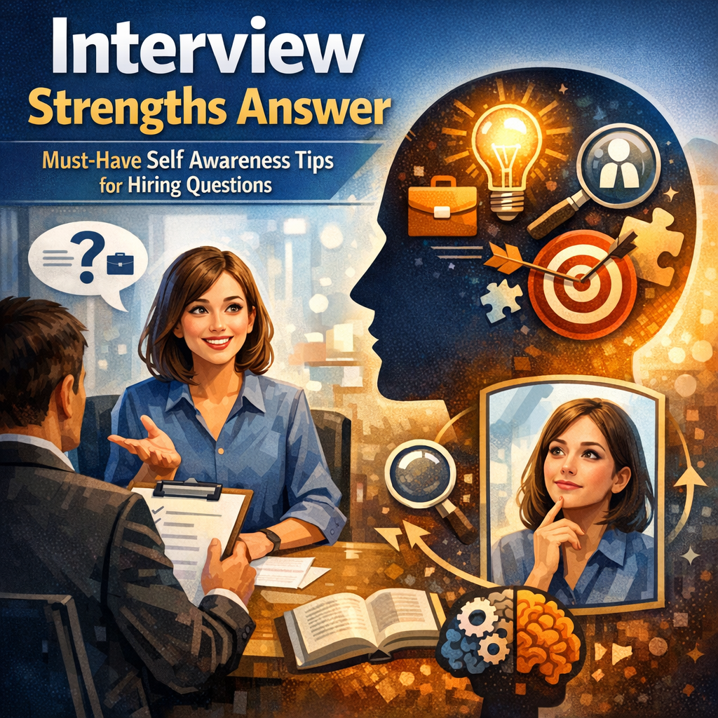 Illustration of Interview Strengths Answer: Must-Have Self Awareness Tips for Hiring Questions