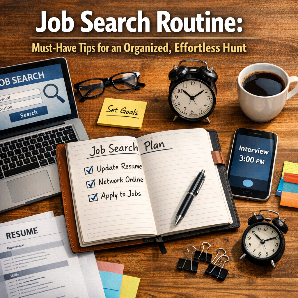 Illustration of Job Search Routine: Must-Have Tips for an Organized, Effortless Hunt
