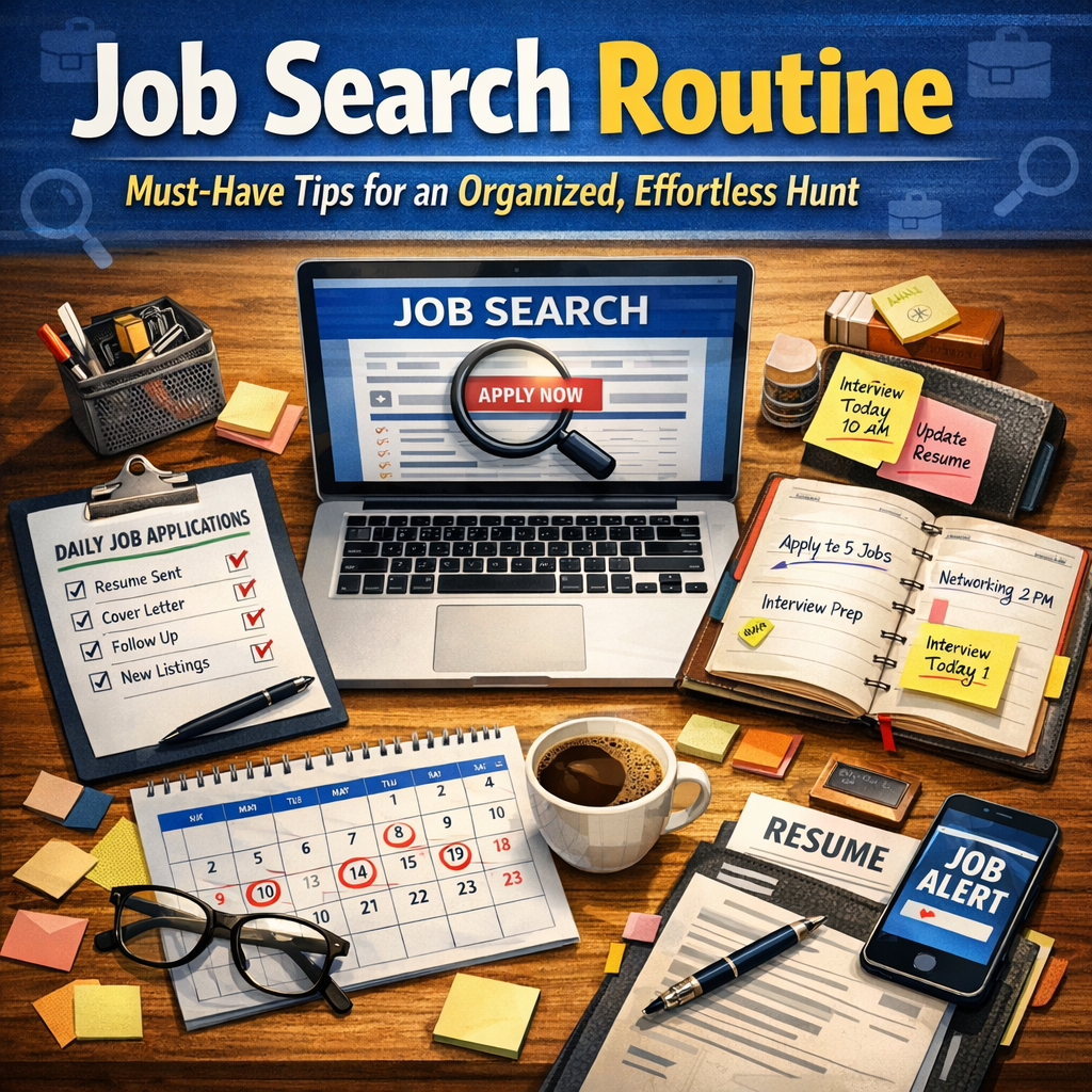 Illustration of Job Search Routine: Must-Have Tips for an Organized, Effortless Hunt