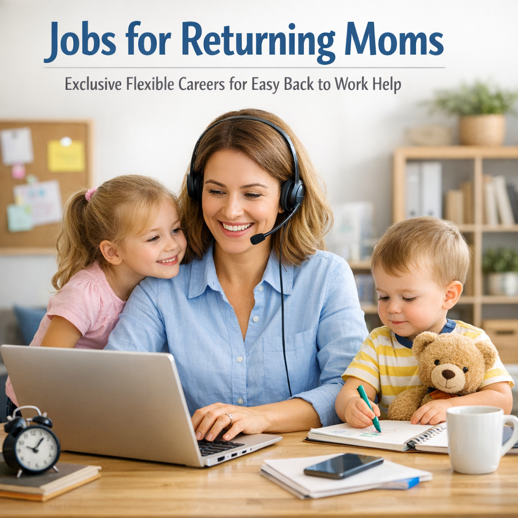 Illustration of Jobs for Returning Moms: Exclusive Flexible Careers for Easy Back to Work Help