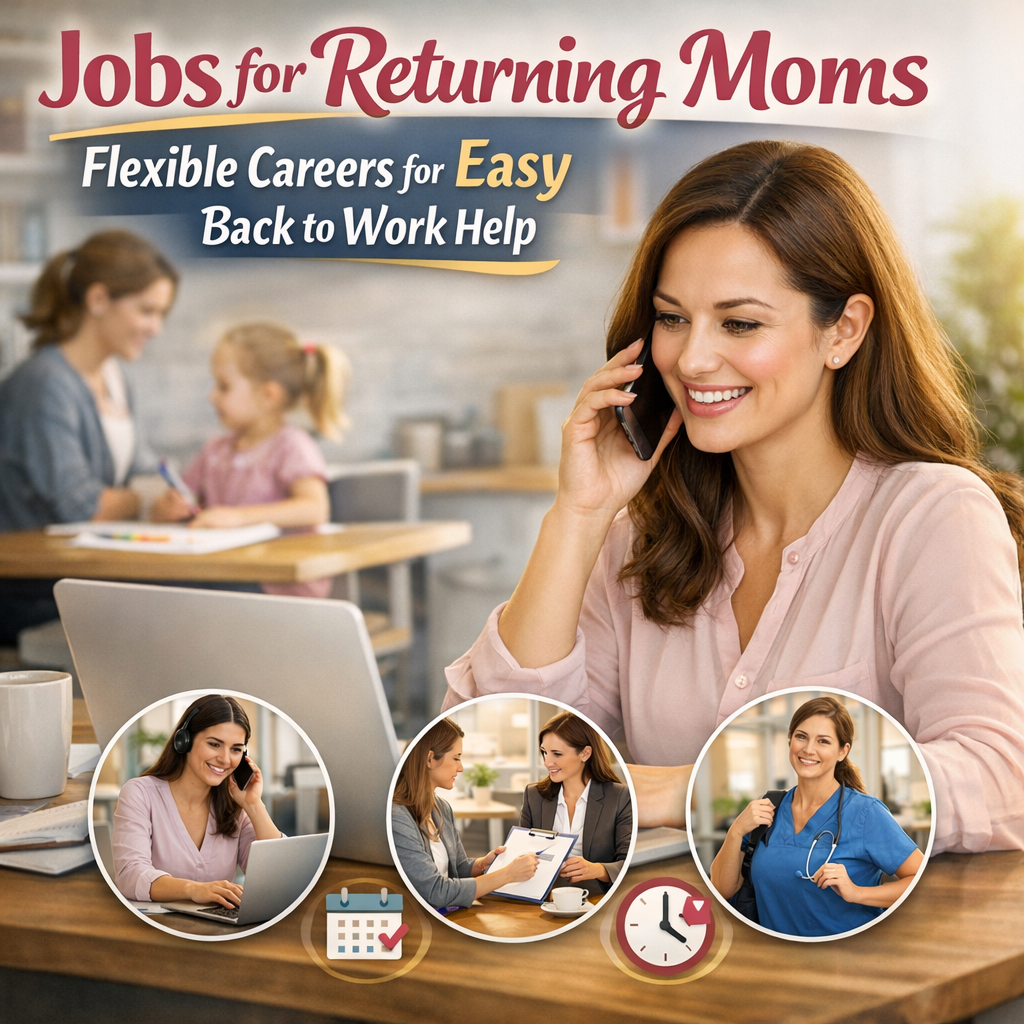 Illustration of Jobs for Returning Moms: Exclusive Flexible Careers for Easy Back to Work Help