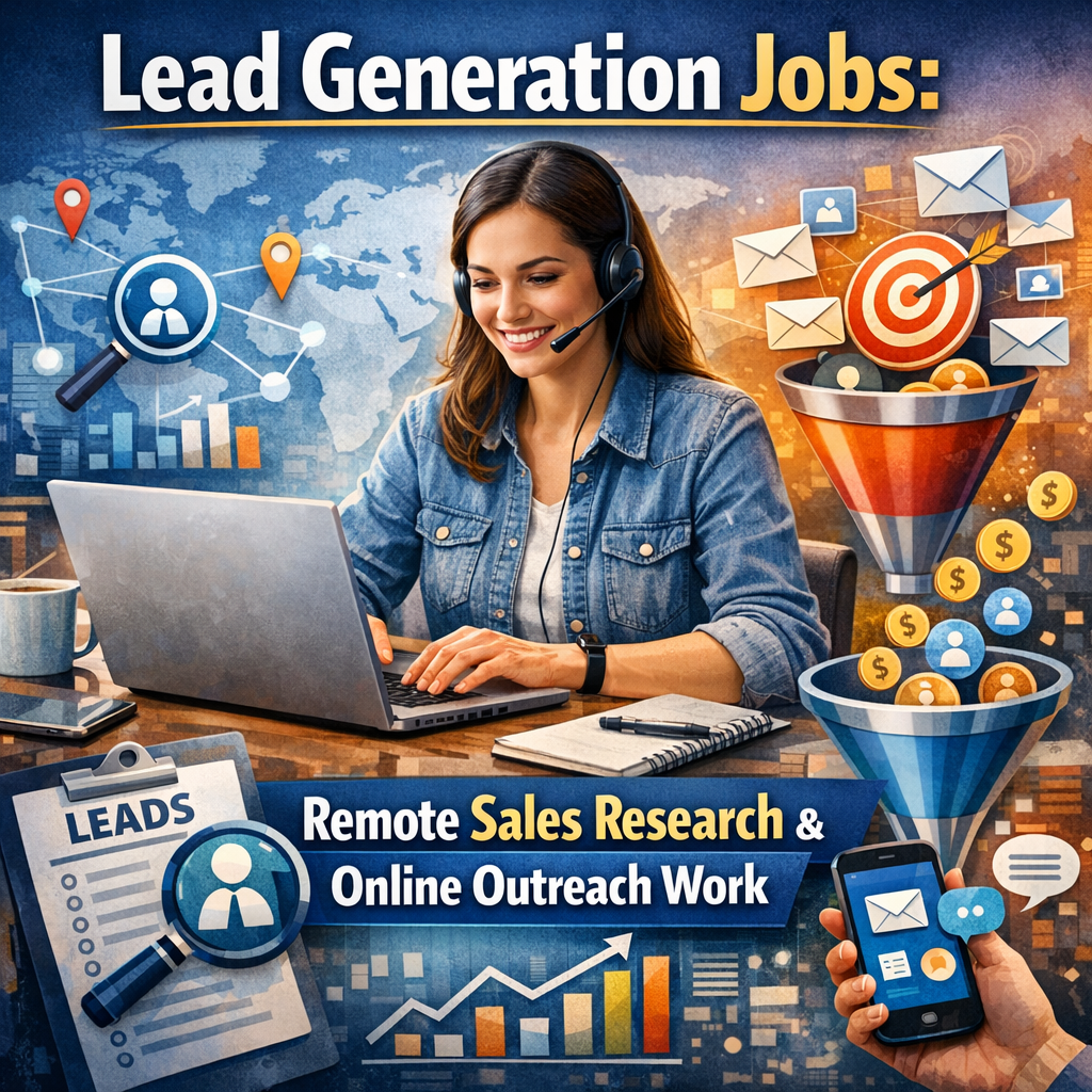 Illustration of Lead Generation Jobs: Exclusive Remote Sales Research & Online Outreach Work