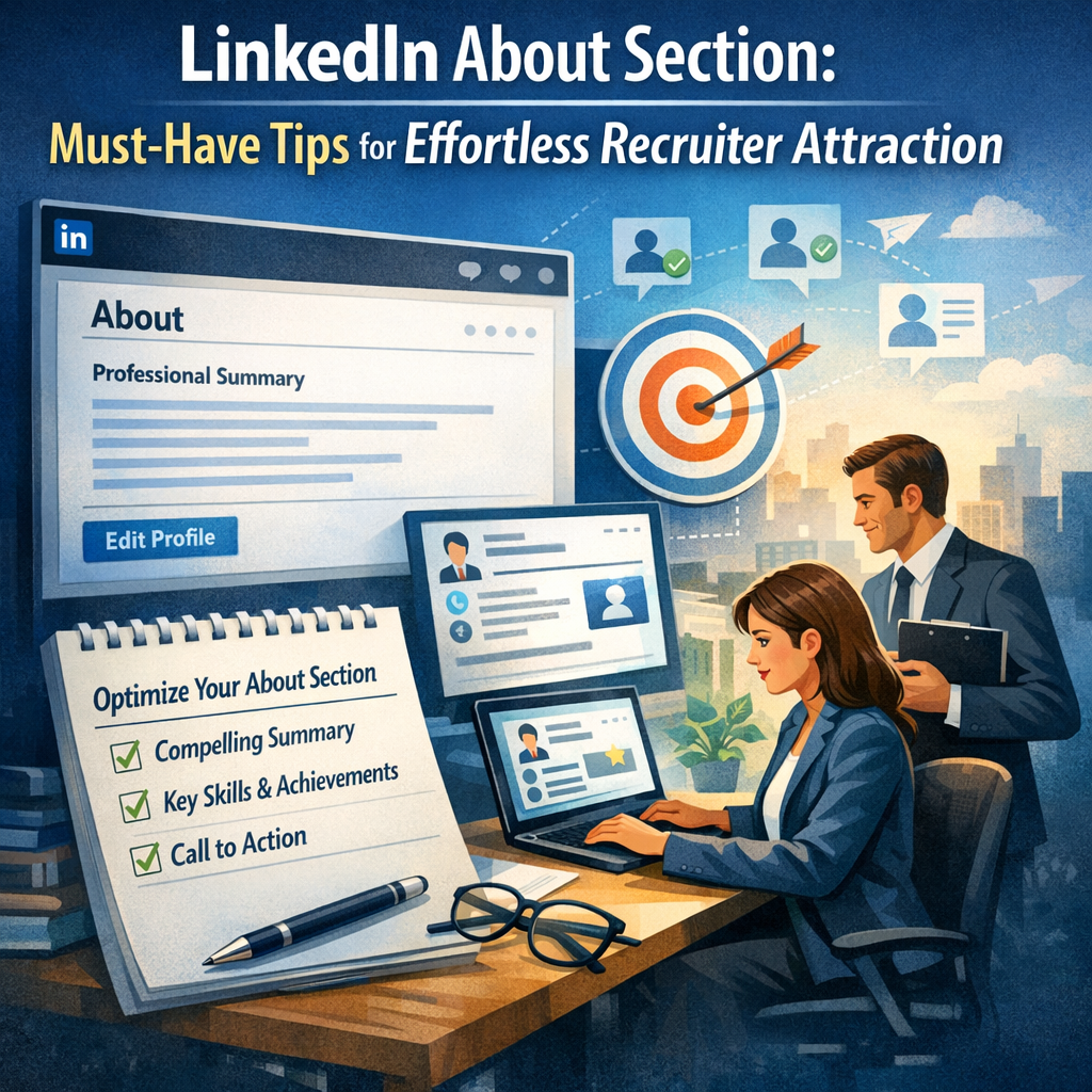 LinkedIn About Section: Must-Have Tips for Effortless Recruiter Attraction Illustration of LinkedIn About Section: Must-Have Tips for Effortless Recruiter Attraction