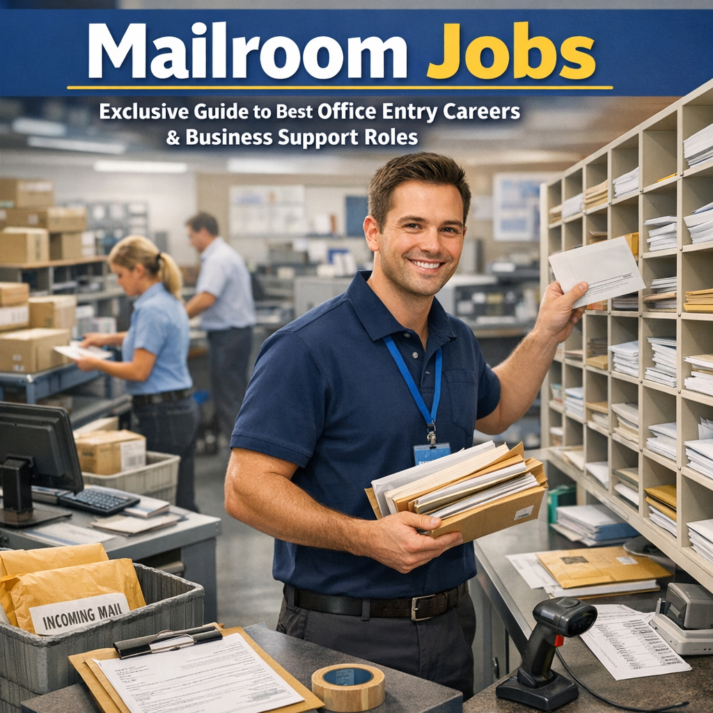 Illustration of Mailroom Jobs: Exclusive Guide to Best Office Entry Careers & Business Support Roles