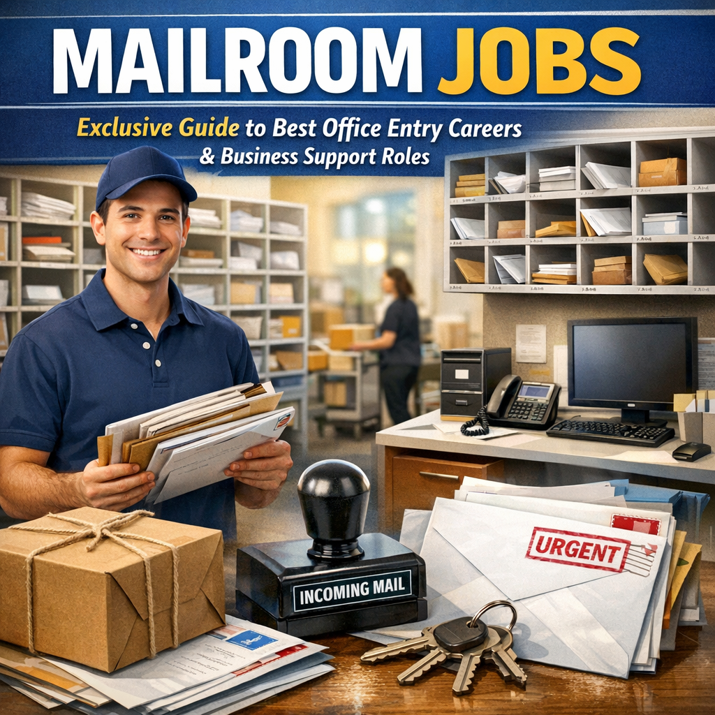 Illustration of Mailroom Jobs: Exclusive Guide to Best Office Entry Careers & Business Support Roles