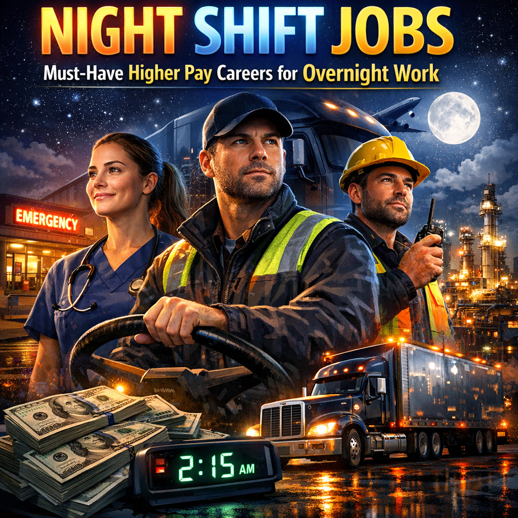 Night Shift Jobs: Must-Have Higher Pay Careers for Overnight Work Illustration of Night Shift Jobs: Must-Have Higher Pay Careers for Overnight Work