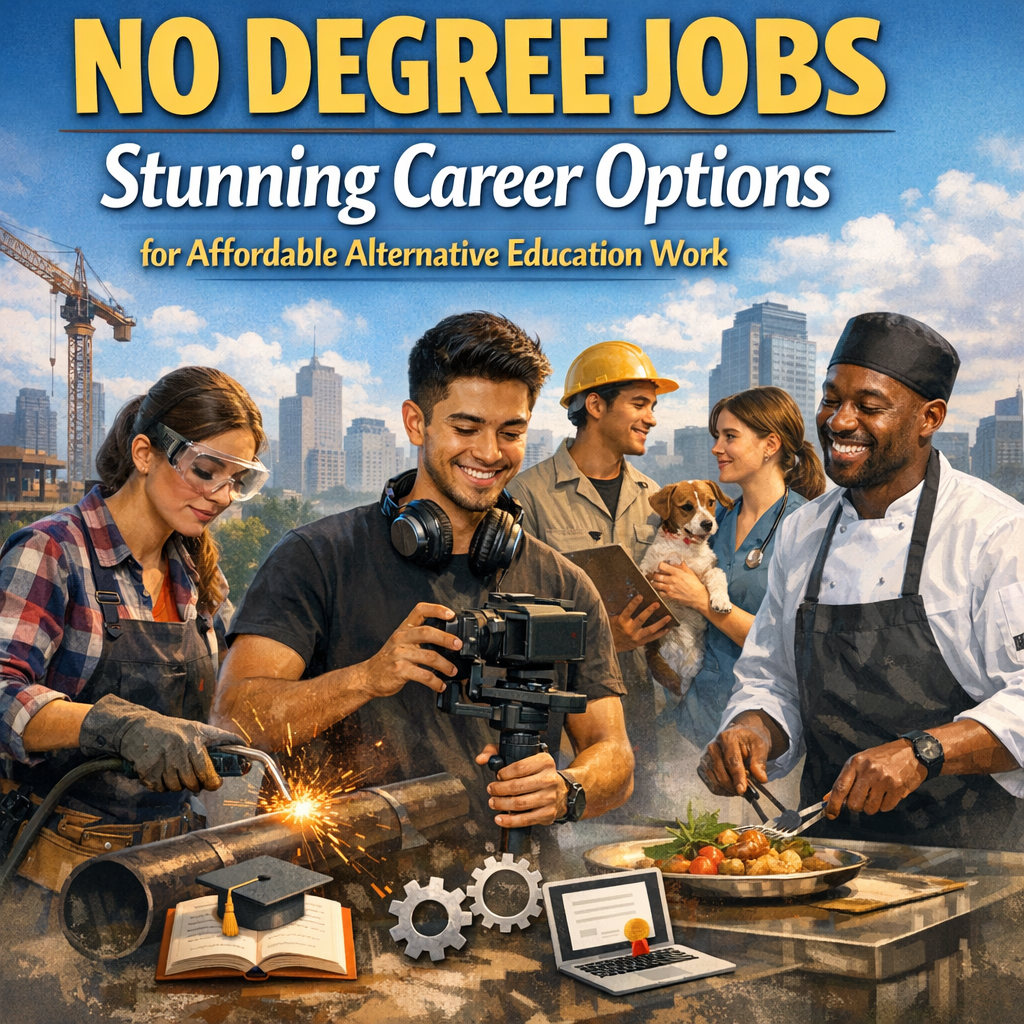 Illustration of No Degree Jobs: Stunning Career Options for Affordable Alternative Education Work