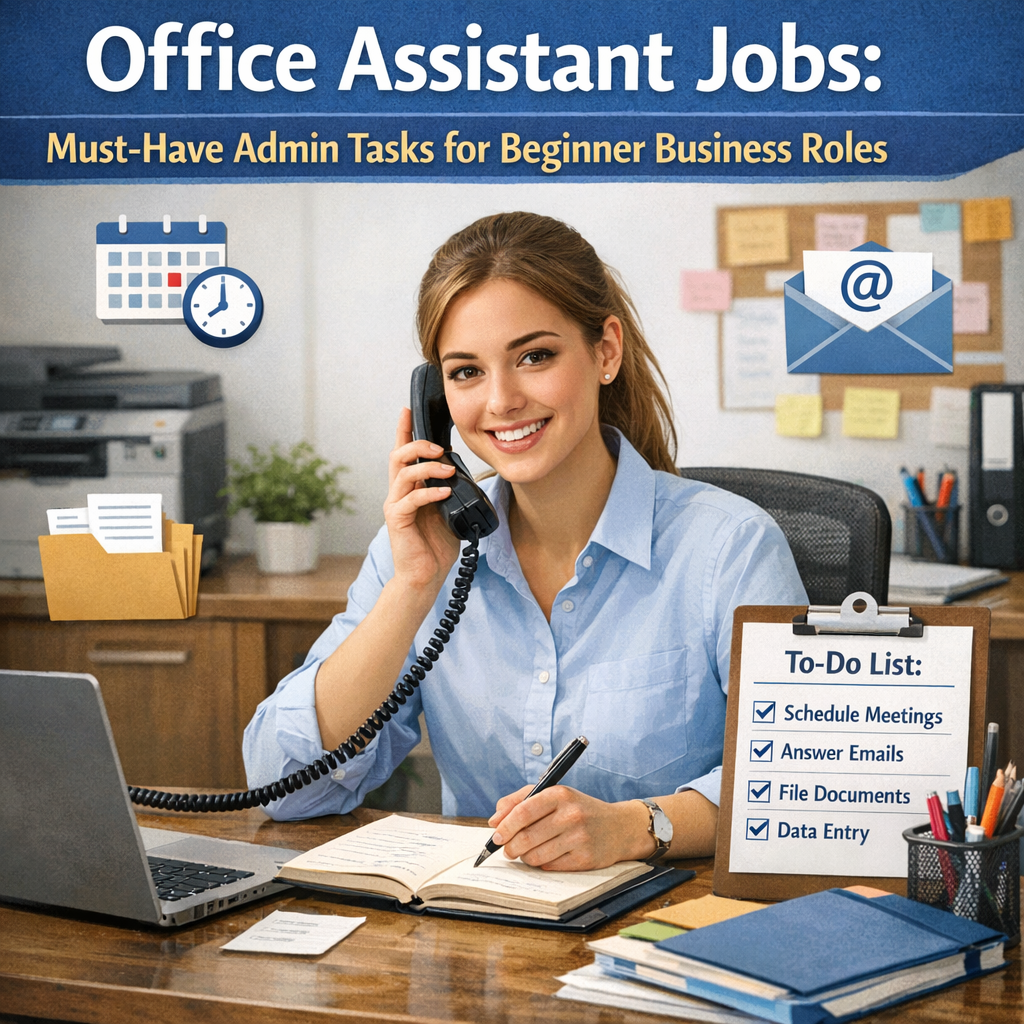 Illustration of Office Assistant Jobs: Must-Have Admin Tasks for Beginner Business Roles
