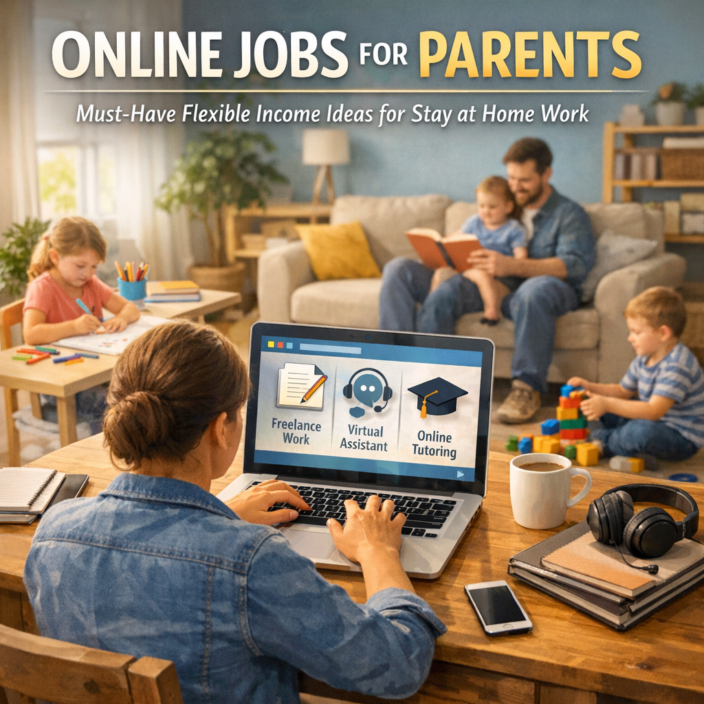 Illustration of Online Jobs for Parents: Must-Have Flexible Income Ideas for Stay at Home Work