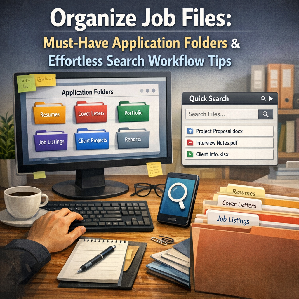 Organize Job Files: Must-Have Application Folders & Effortless Search Workflow Tips Illustration of Organize Job Files: Must-Have Application Folders & Effortless Search Workflow Tips