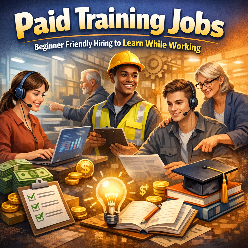 Illustration of Paid Training Jobs: Must-Have Beginner Friendly Hiring to Learn While Working