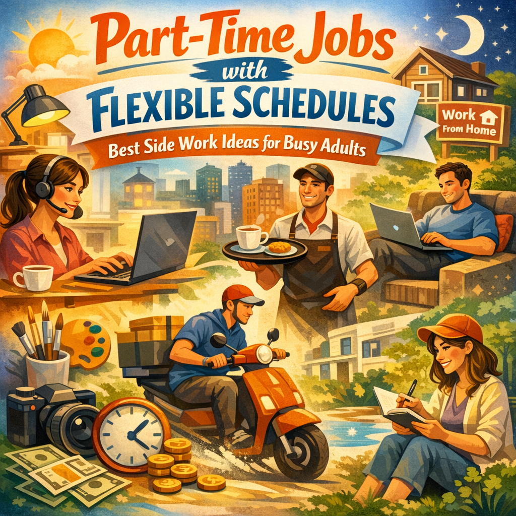 Illustration of Part Time Jobs with Flexible Schedules: Best Side Work Ideas for Busy Adults