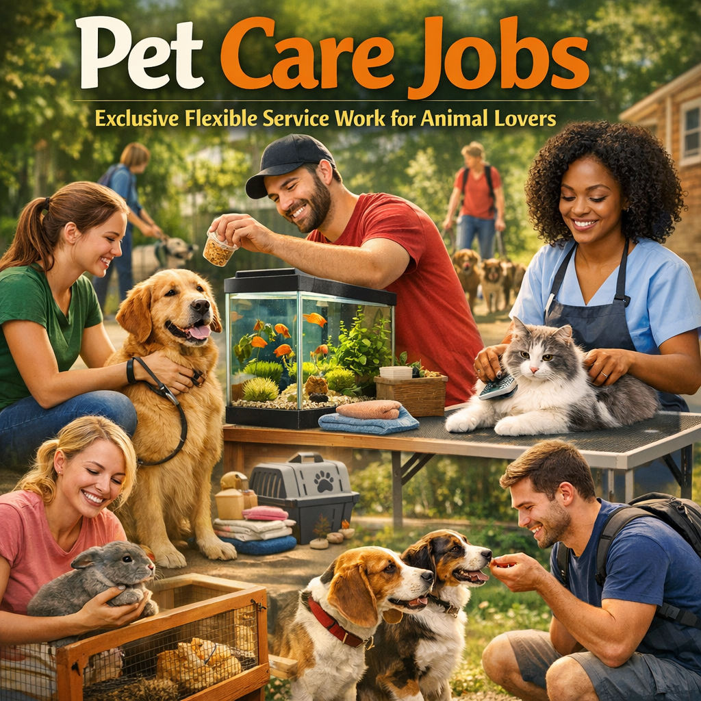Illustration of Pet Care Jobs: Exclusive Flexible Service Work for Animal Lovers