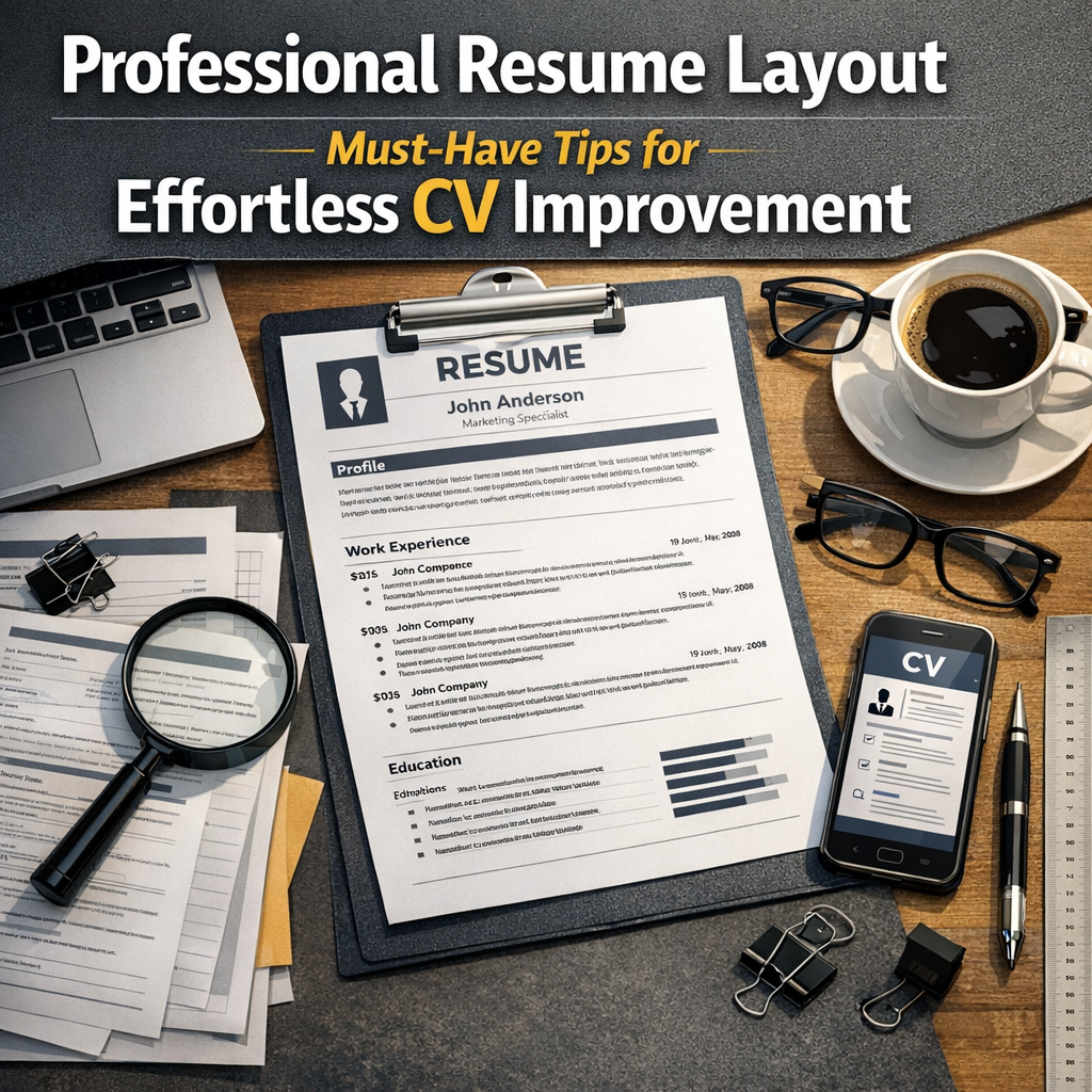 Illustration of Professional Resume Layout: Must-Have Tips for Effortless CV Improvement