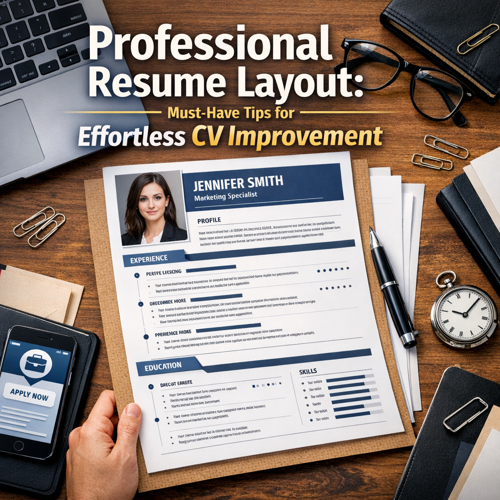 Illustration of Professional Resume Layout: Must-Have Tips for Effortless CV Improvement