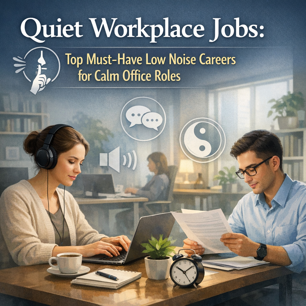 Quiet Workplace Jobs: Top Must-Have Low Noise Careers for Calm Office Roles Illustration of Quiet Workplace Jobs: Top Must-Have Low Noise Careers for Calm Office Roles
