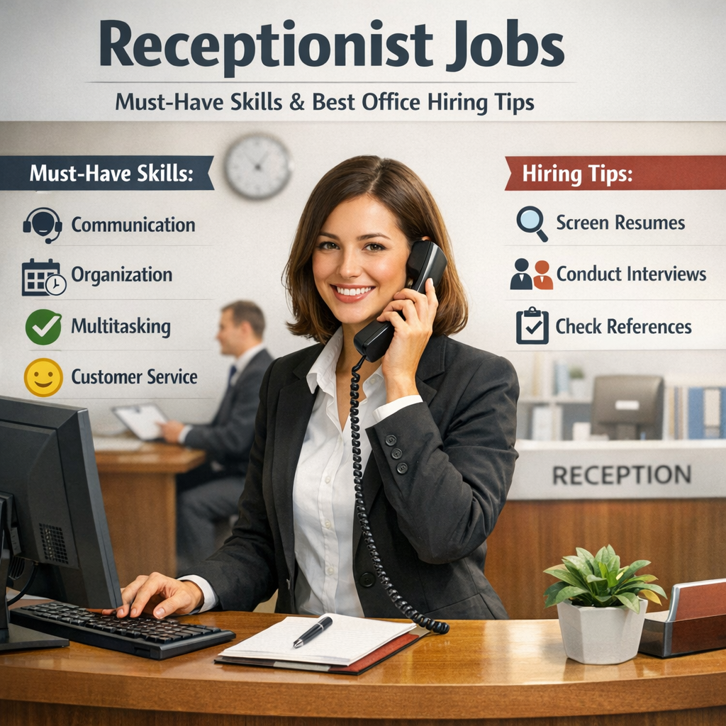 Illustration of Receptionist Jobs: Must-Have Skills and Best Office Hiring Tips