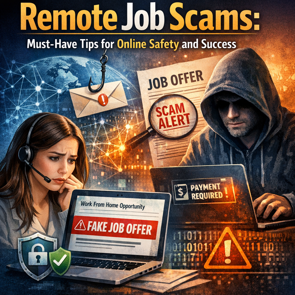 Illustration of Remote Job Scams: Must-Have Tips for Online Safety and Success