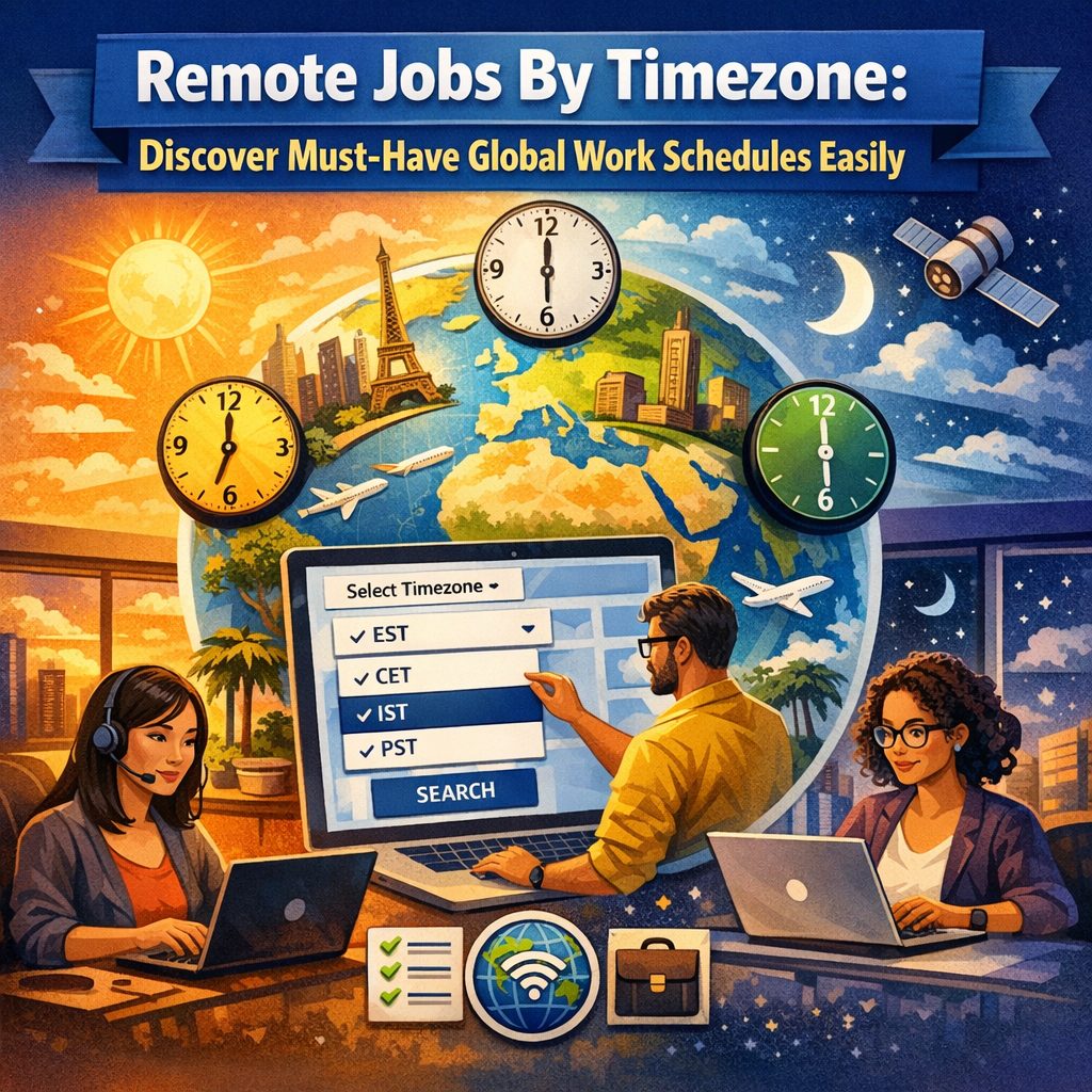 Illustration of Remote Jobs By Timezone: Discover Must-Have Global Work Schedules Easily