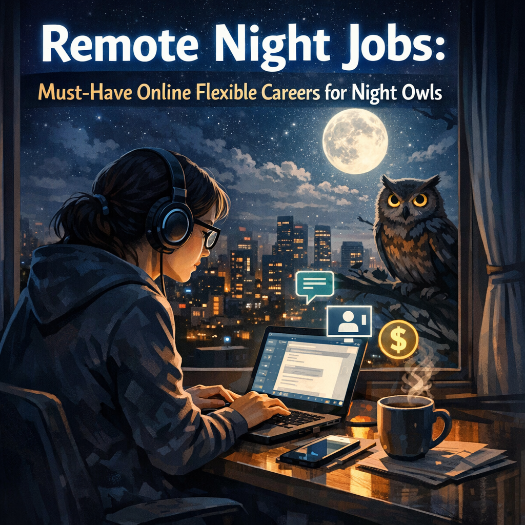 Remote Night Jobs: Must-Have Online Flexible Careers for Night Owls Illustration of Remote Night Jobs: Must-Have Online Flexible Careers for Night Owls