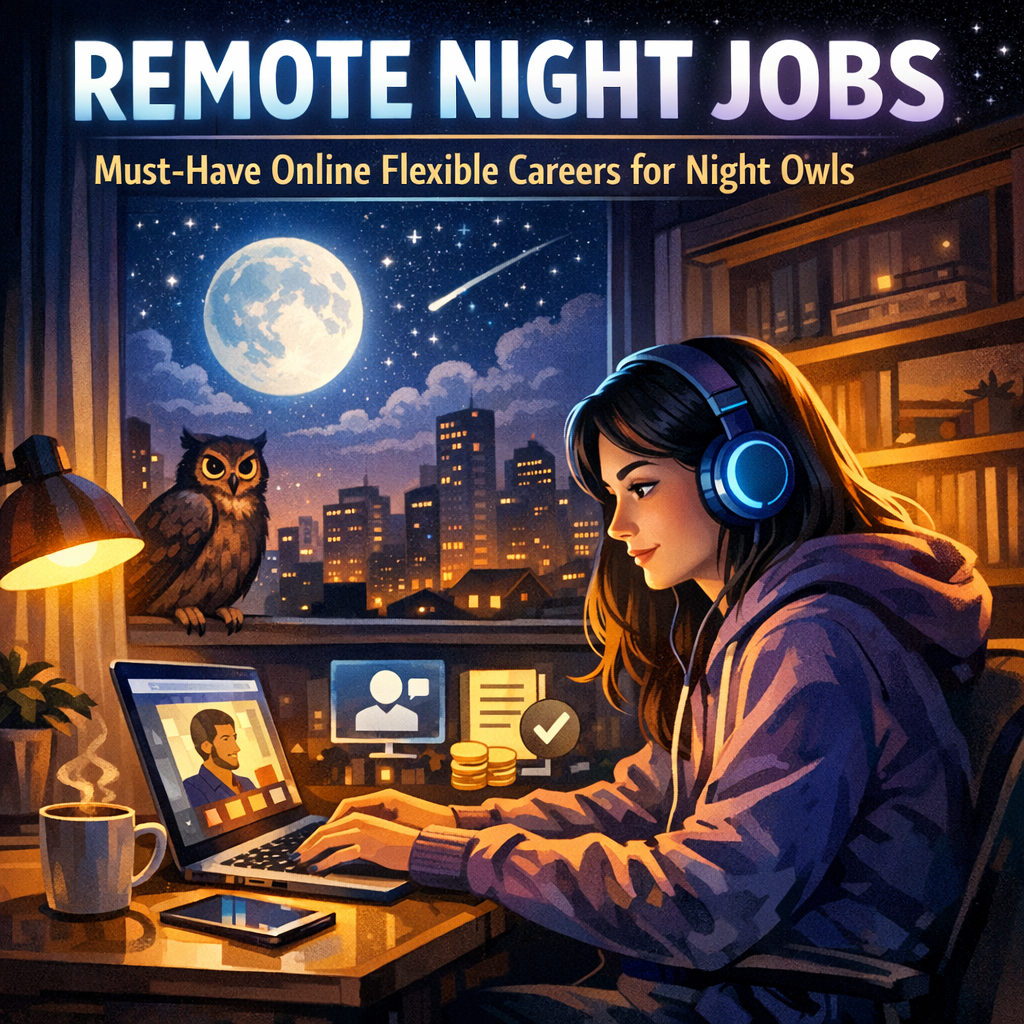 Remote Night Jobs: Must-Have Online Flexible Careers for Night Owls Illustration of Remote Night Jobs: Must-Have Online Flexible Careers for Night Owls