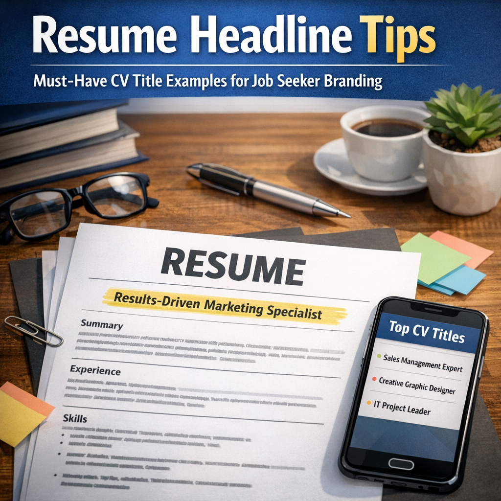 Illustration of Resume Headline Tips: Must-Have CV Title Examples for Job Seeker Branding