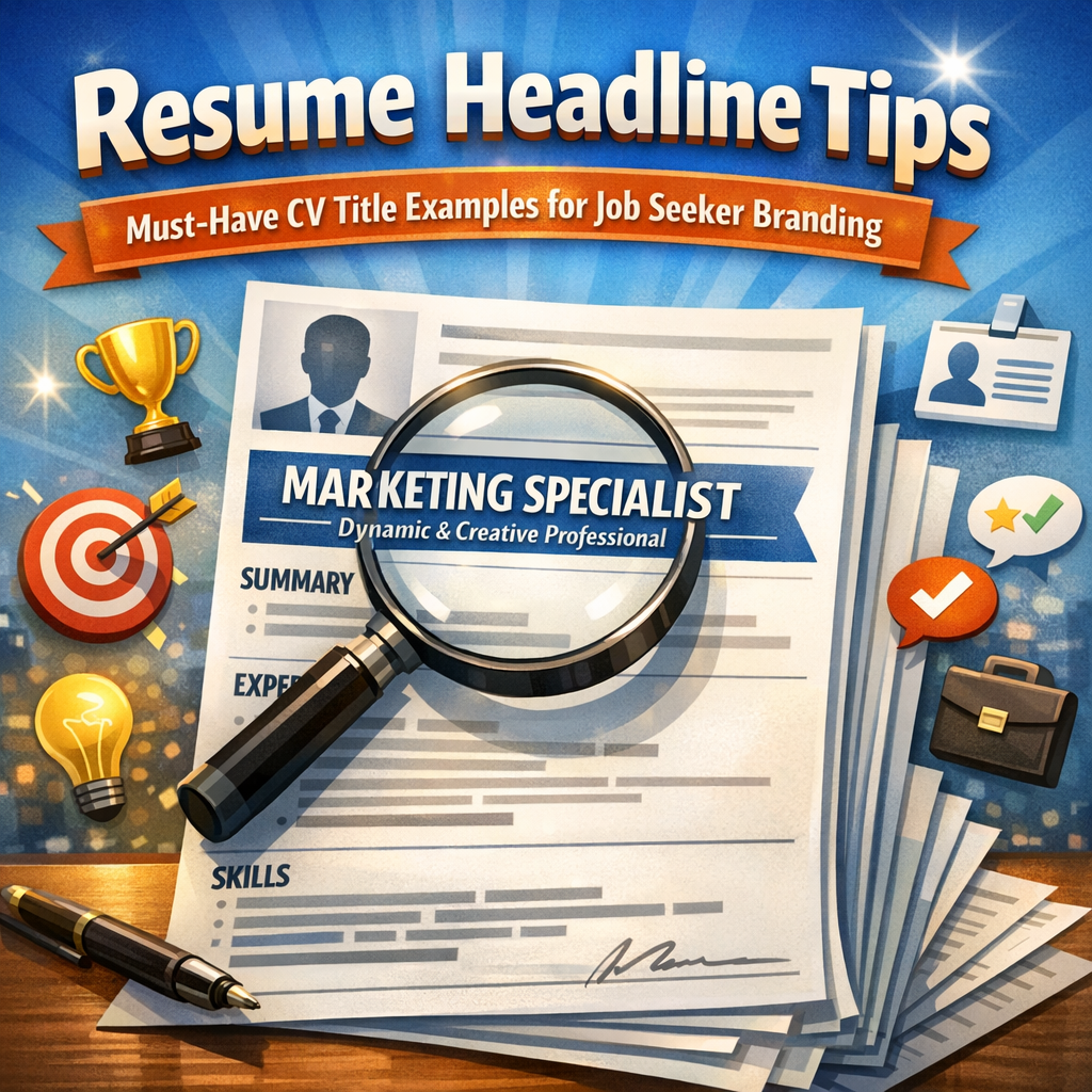 Illustration of Resume Headline Tips: Must-Have CV Title Examples for Job Seeker Branding