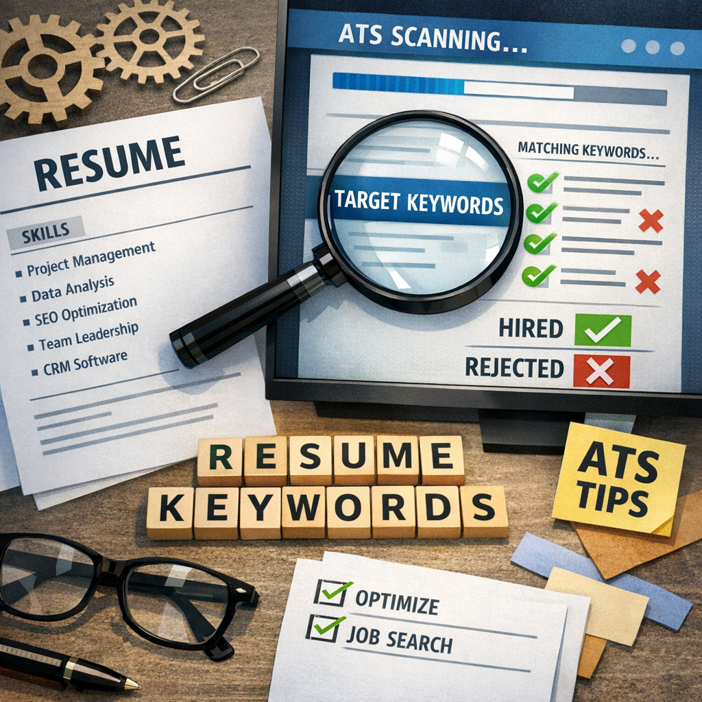 Illustration of Resume Keywords: Must-Have ATS Tips to Beat Hiring Search Terms Easily