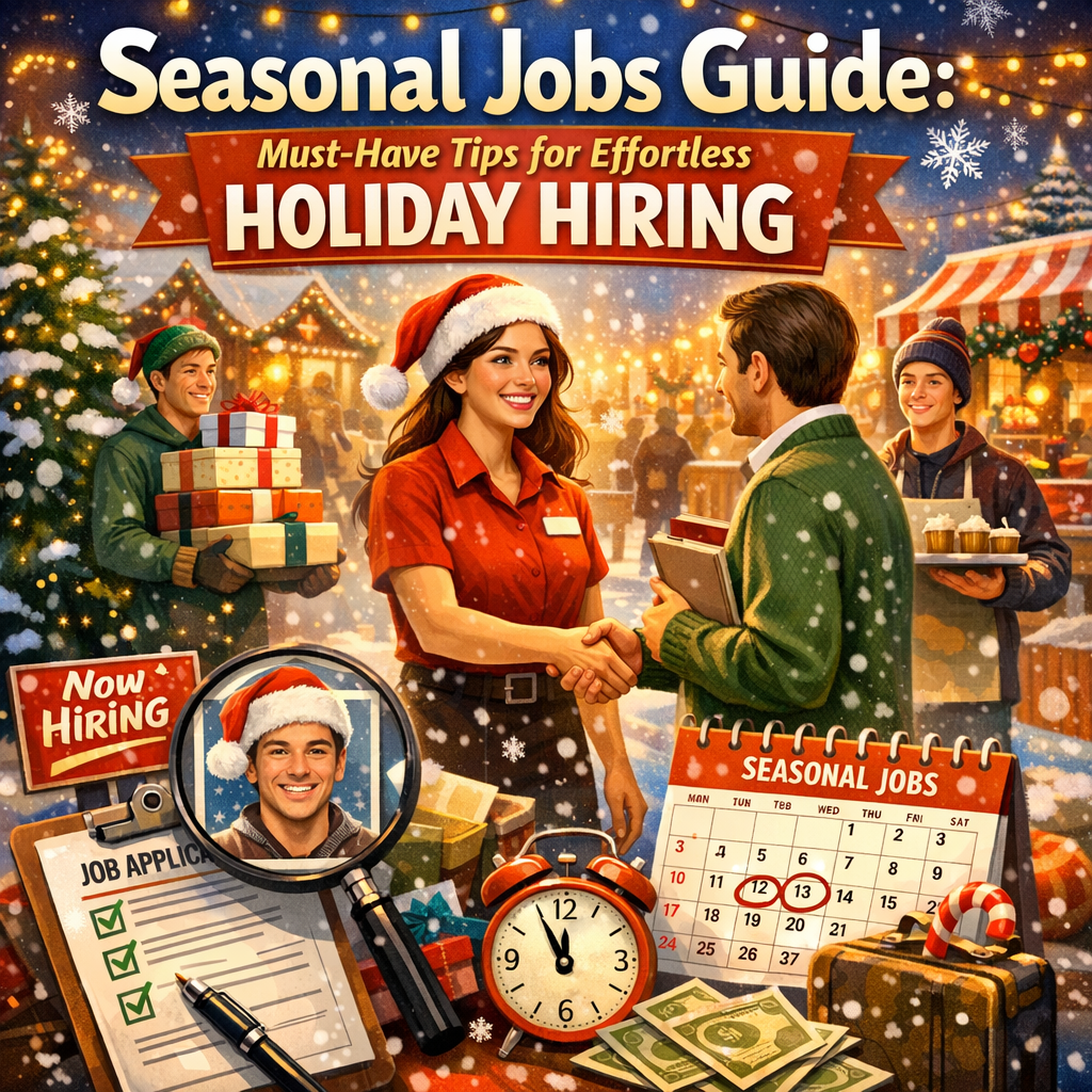 Seasonal Jobs Guide: Must-Have Tips for Effortless Holiday Hiring Illustration of Seasonal Jobs Guide: Must-Have Tips for Effortless Holiday Hiring
