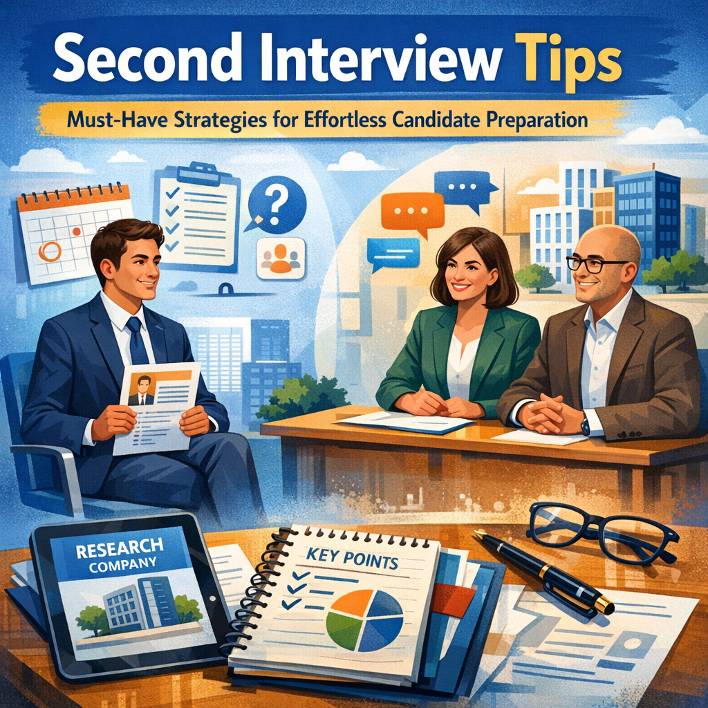 Illustration of Second Interview Tips: Must-Have Strategies for Effortless Candidate Preparation
