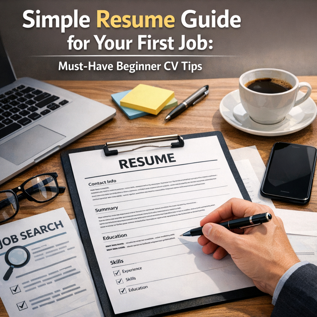 Illustration of Simple Resume Guide for Your First Job: Must-Have Beginner CV Tips