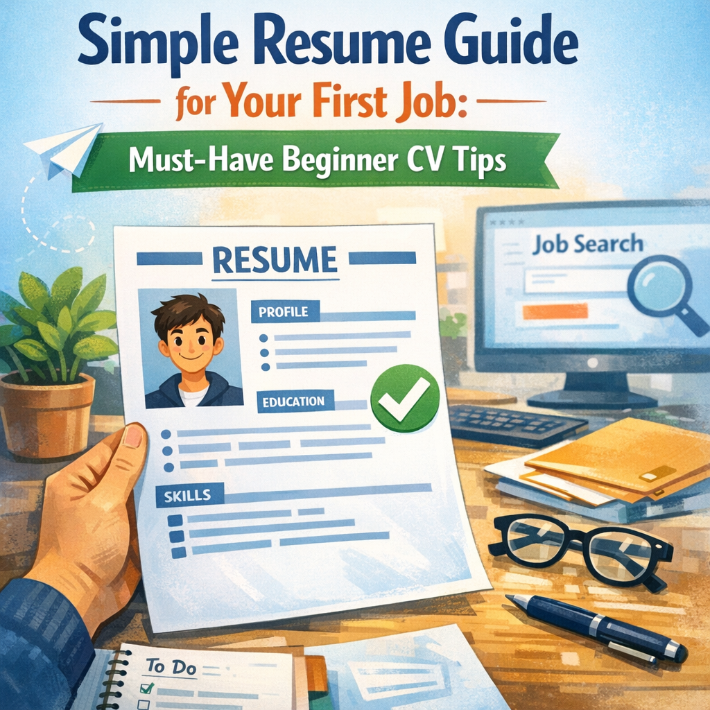 Illustration of Simple Resume Guide for Your First Job: Must-Have Beginner CV Tips